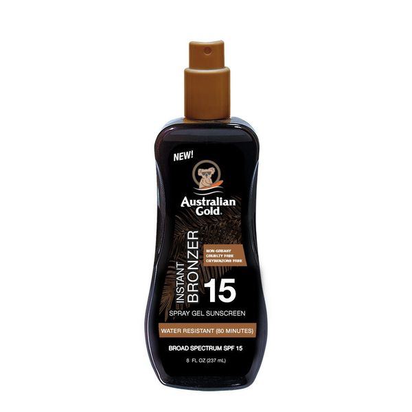 Водостійкий сонцезахисний спрей-гель з бронзатором Australian Gold Spray Gel Sunscreen with Instant Bronzer SPF 15   А75262 фото