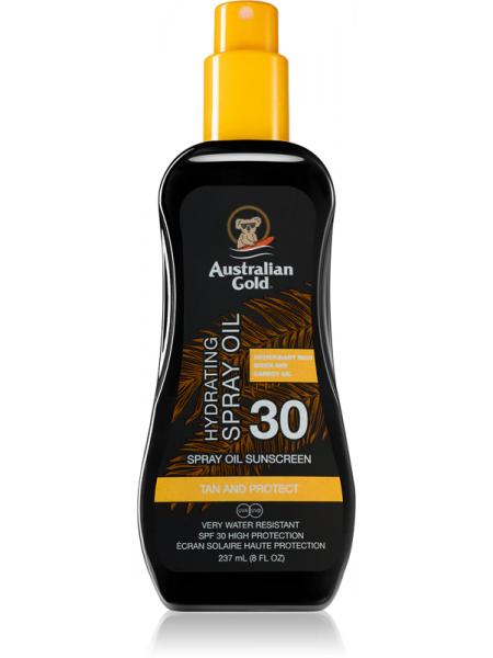 Водостойкий солнцезащитный спрей-масло Australian Gold Spray Oil Sunscreen Carrot Oil SPF 30