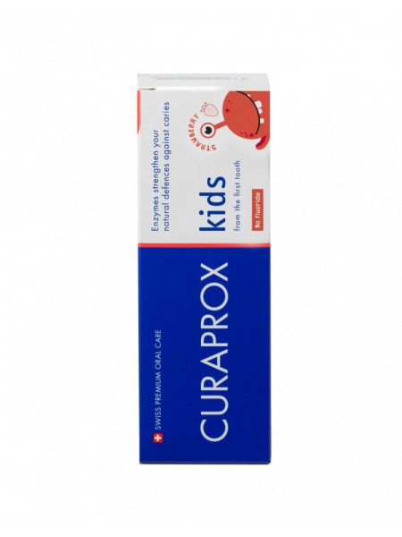 Детская зубная паста без фтора с 0 лет, клубника CURAPROX For Kids Toothpaste